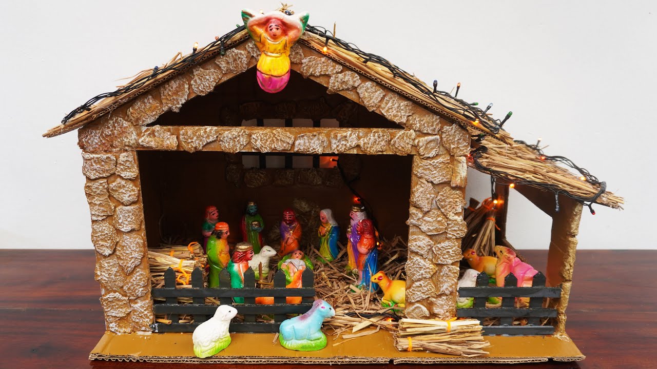 How to Make Christmas Crib | DIY Nativity Scene | Easy and Simple Crib Using Cardboard