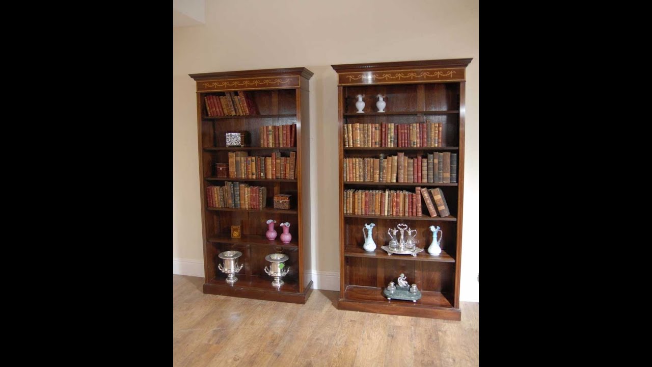 Sheraton Regency Inlay Open Front Bookcases