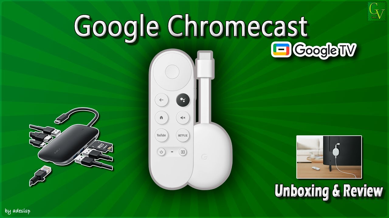 chromecast con android tv unboxing y análisis review con adaptador AUKEY hub.
