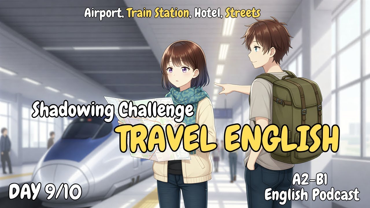 Travel English Survival Guide | Shadowing Practice Day 9 | Airport, Hotel & Directions | A2-B1 Level