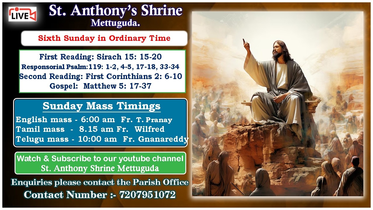 Fr Gnanareddy/St. Anthony Shrine/Mettuguda/Telugu Mass 10.00 am Live Streaming/15th February  2026
