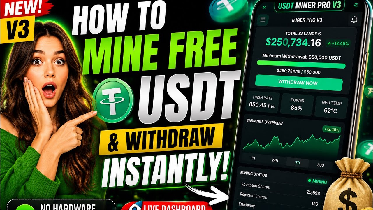 How to Mine Free USDT 😳💰 & Withdraw Instantly (USDT Miner Pro V3) 2026 Explained