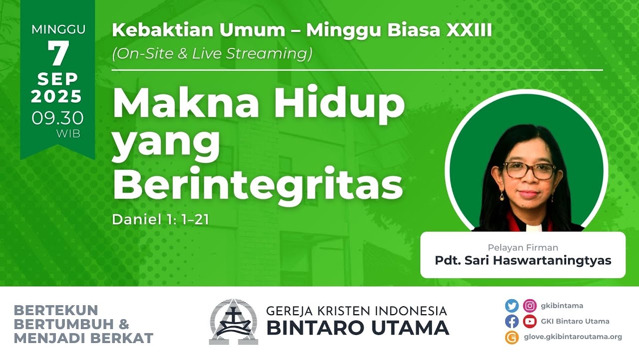 Kebaktian Umum &ndash; Minggu Biasa XXIII, 7 September 2025, pukul 09.30 WIB