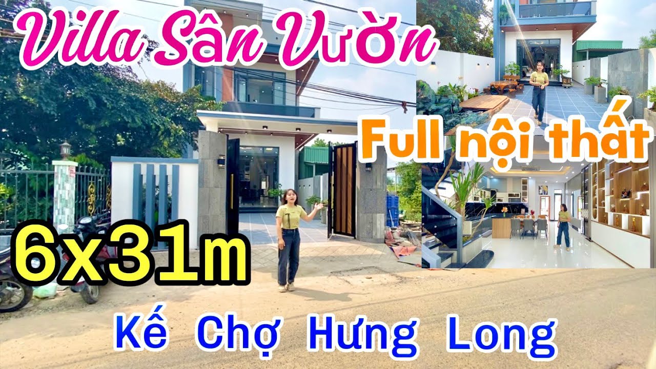 VILLA SÂN VƯỜN CÓ SÂN HÔNG + BAN CÔNG 3 MẶT - ĐƯỜNG THÔNG RA CHỢ HƯNG LONG 6X31M TẶNG HẾT NỘI THẤT