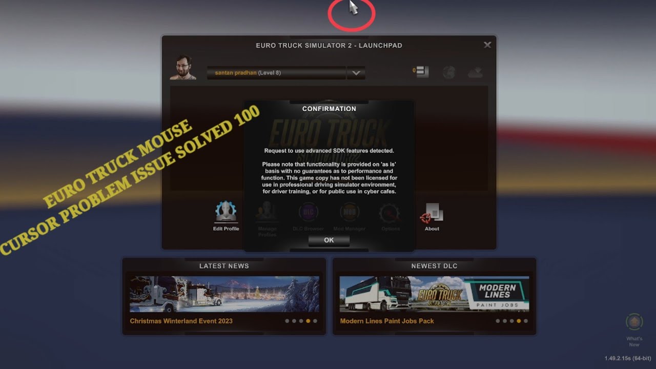 MOUSE GOING DOWN PROBLEM 🦴🦴 ||  EURO TRUCK MOUSE CURSOR PROBLEM EURO TRUCK SIMULATOR 2 !! ETS2