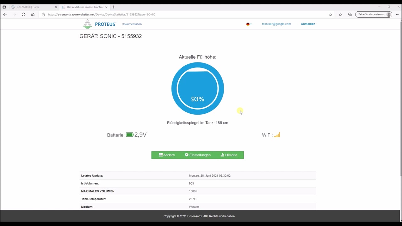 E-Sensorix Frontend Teil 2: Füllstandsanzeige und -historie für die Sensoren EcoFrog und EcoCloud