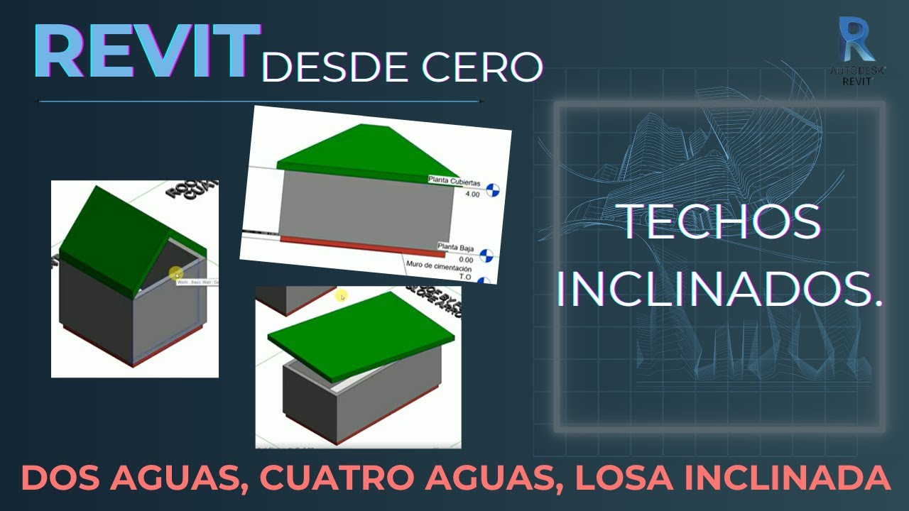 Aprendiendo Revit. Leccion 10: Techos. Roof by footprint. Losas a dos y cuatro aguas.