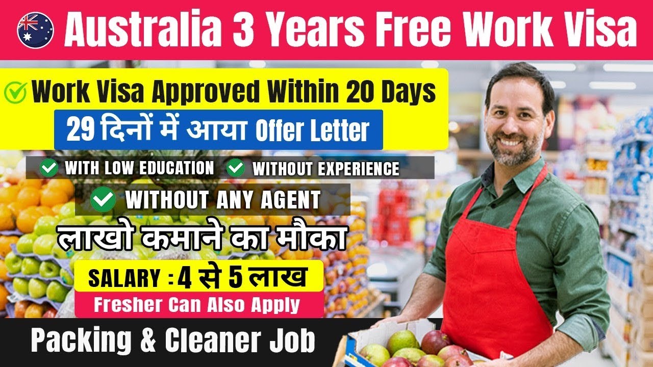 Australia Free Work Permit 2026 🇦🇺 | Offer Letter & Visa in 30 Days | Helper Jobs for Freshers