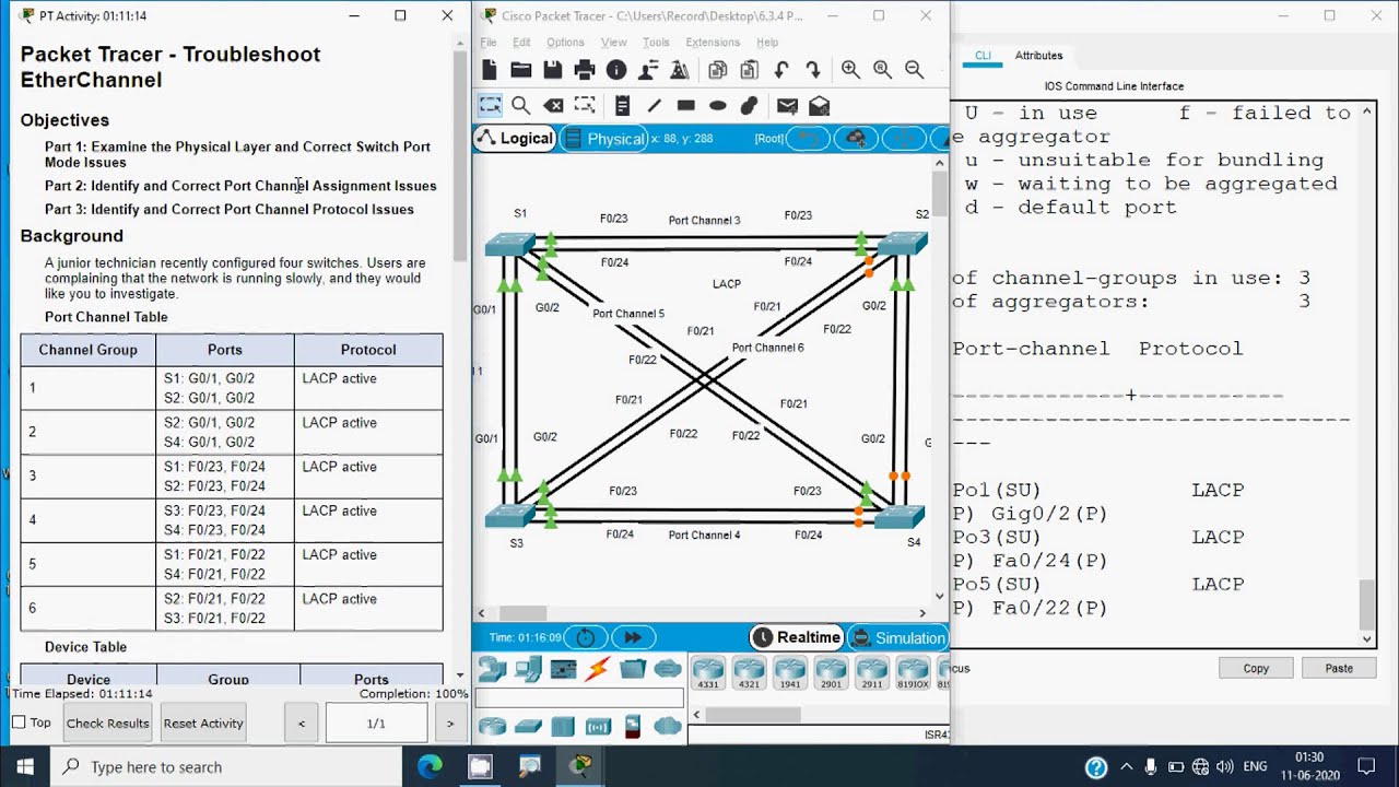 6.3.4 Packet Tracer - Troubleshoot EtherChannel