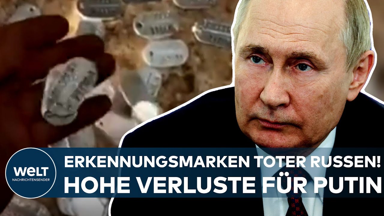 UKRAINE-KRIEG: Hohe Verluste f&uuml;r Wladimir Putin! Ukrainer zeigen Erkennungsmarken toter Russen