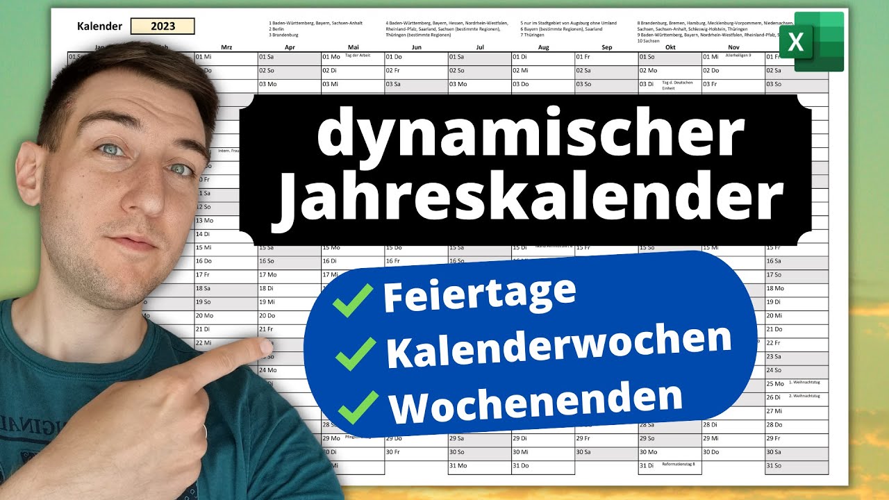 Excel Kalender 2025 - mit Feiertagen, Kalenderwochen & Wochenenden [ewiger Jahreskalender]