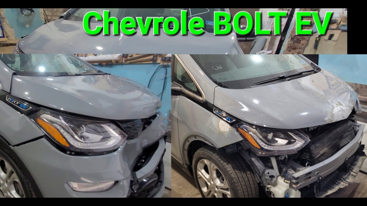 Chevrolet BOLT EV Рихтовка и пайка крыльев, вытяжка капота и много не запланированной работы.