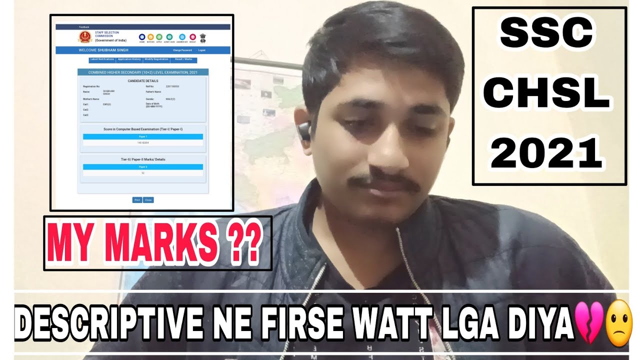 SSC CHSL 2021 || TIER 2 MARKS OUT || MY MARKS ? || MY LAST VIDEO 😔☹️