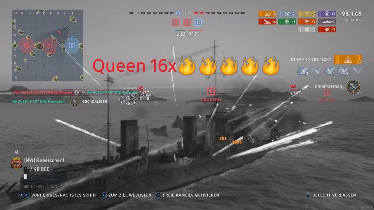 Queen Mary 16x 🔥🔥🔥🔥 World of Warships Legends