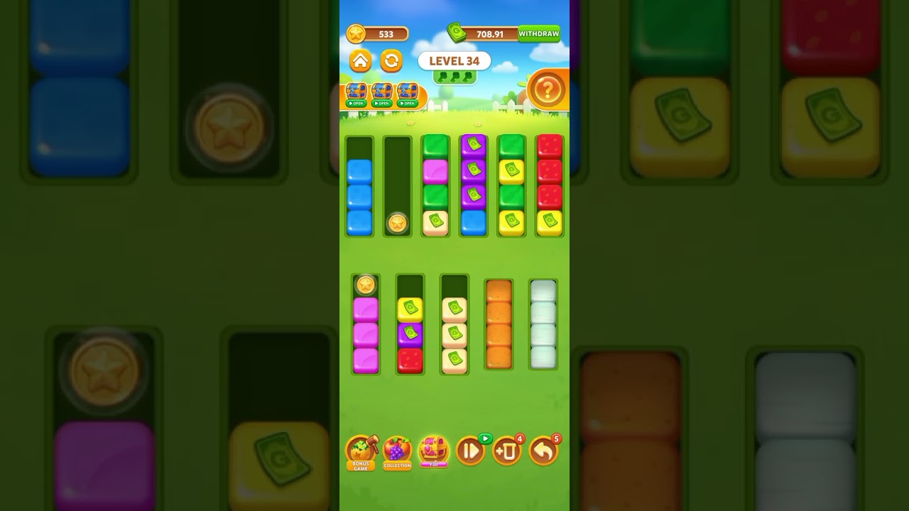 Harvest Cubes Sort Puzzle Gameplay — Level 31 to 40 Walkthrough
