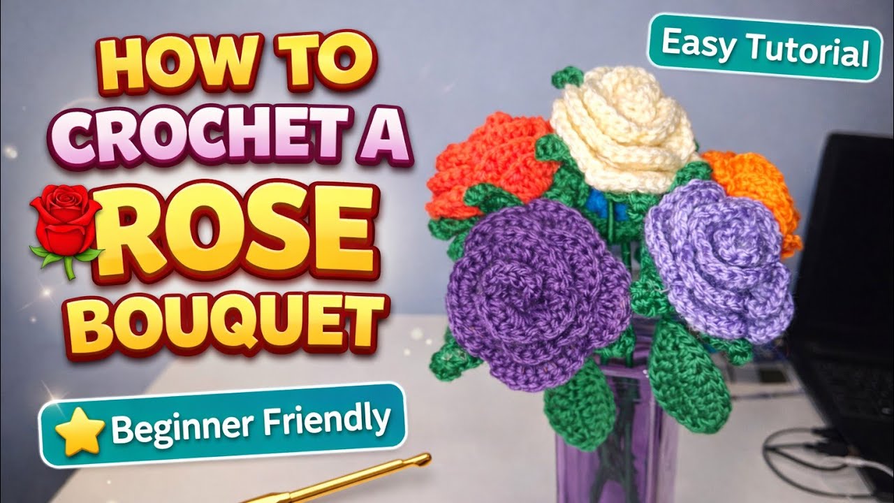 How to Crochet a Rose 🌹 Easy Step-by-Step Tutorial for Beginners #crochetforbeginners 