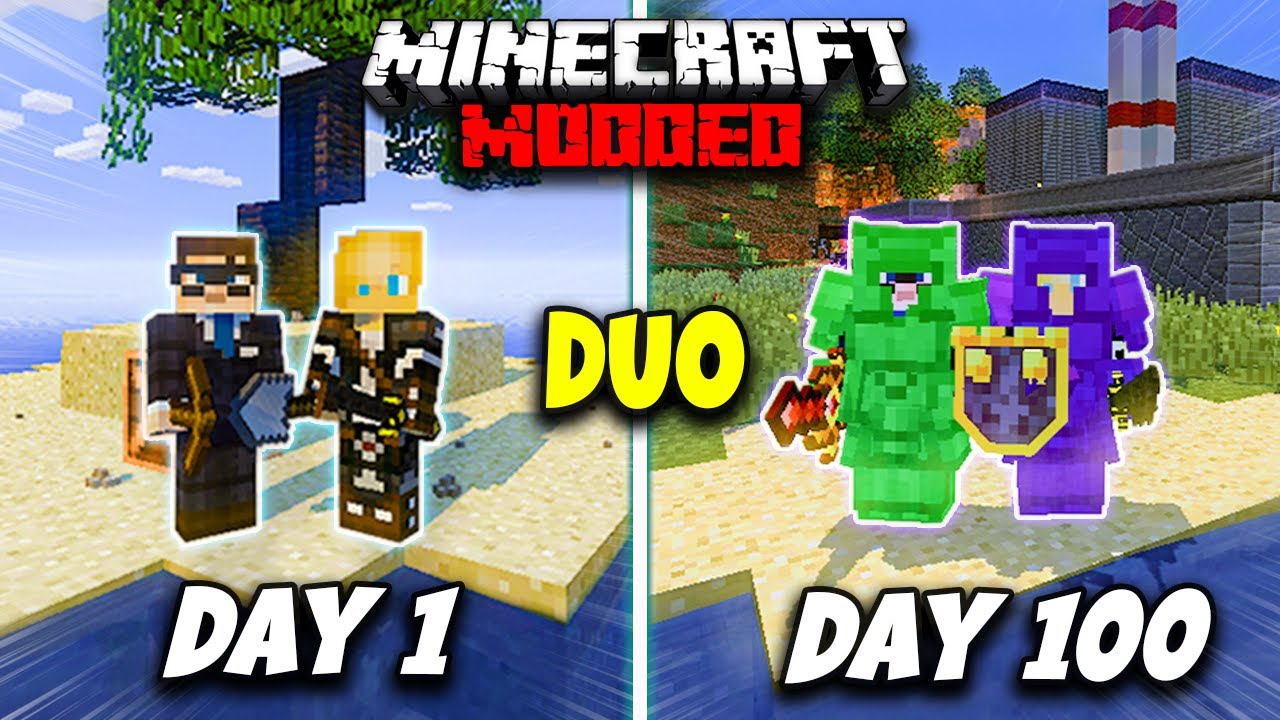 We Survived 100 Days on a MODDED Island!! - Duo Minecraft 100 Days