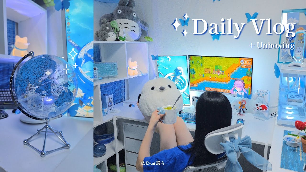 Daily Vlog🦋| 게임 오타쿠 직장인의 직구 실패💸🌎 | 데스크 오브제 소개🫧 | 샤인머스캣 먹방🍯🍇 + 로스트아크🎮[SUB]