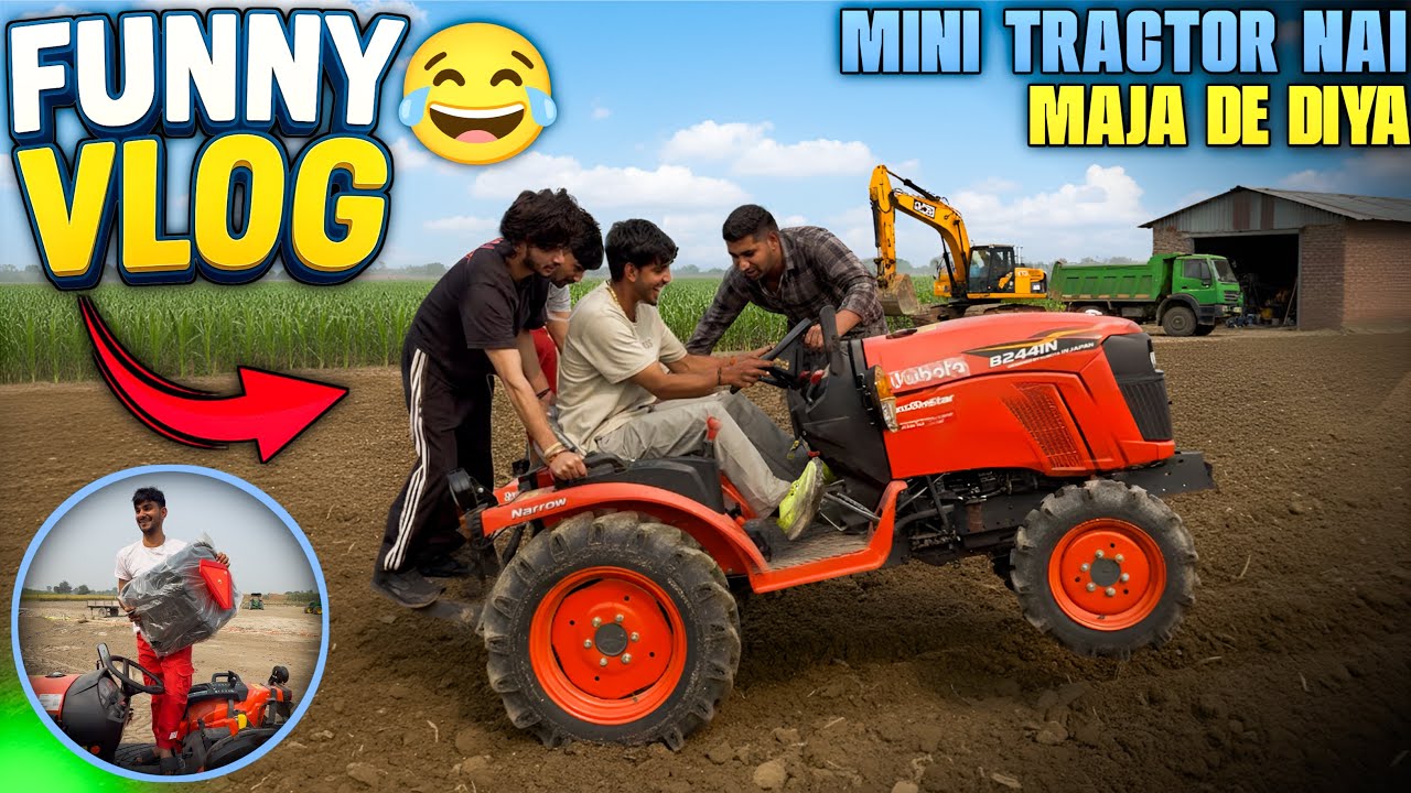 🤪Today I did a stunt on a mini Kubota || It was full of fun 😂