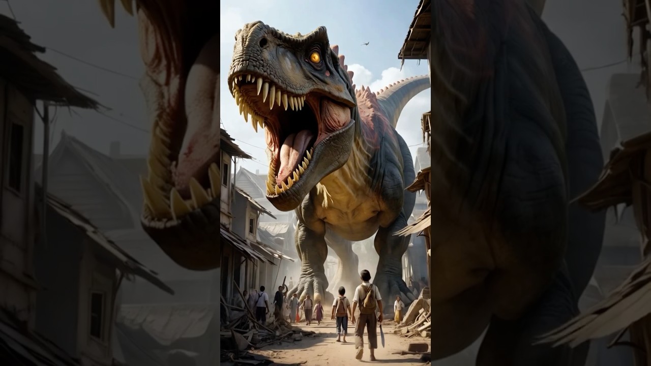 Dinosaur Came to Town: Chaos in the Village! #dinosaurattack #dinostory    #shorts #trending