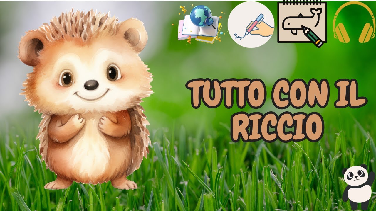 Animali per bambini video con Pandino - IL RICCIO - Impara, scrivi, disegna e ascolta