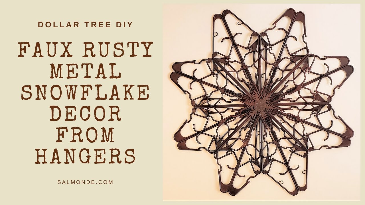 DIY Faux Rusty Metal Snowflake from Dollar Tree Hangers