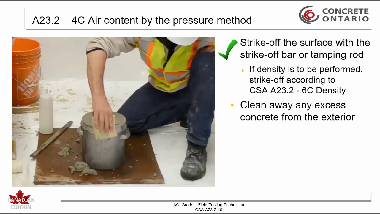 CSA A23.2-19-4C - Air content of plastic concrete by the pressure method