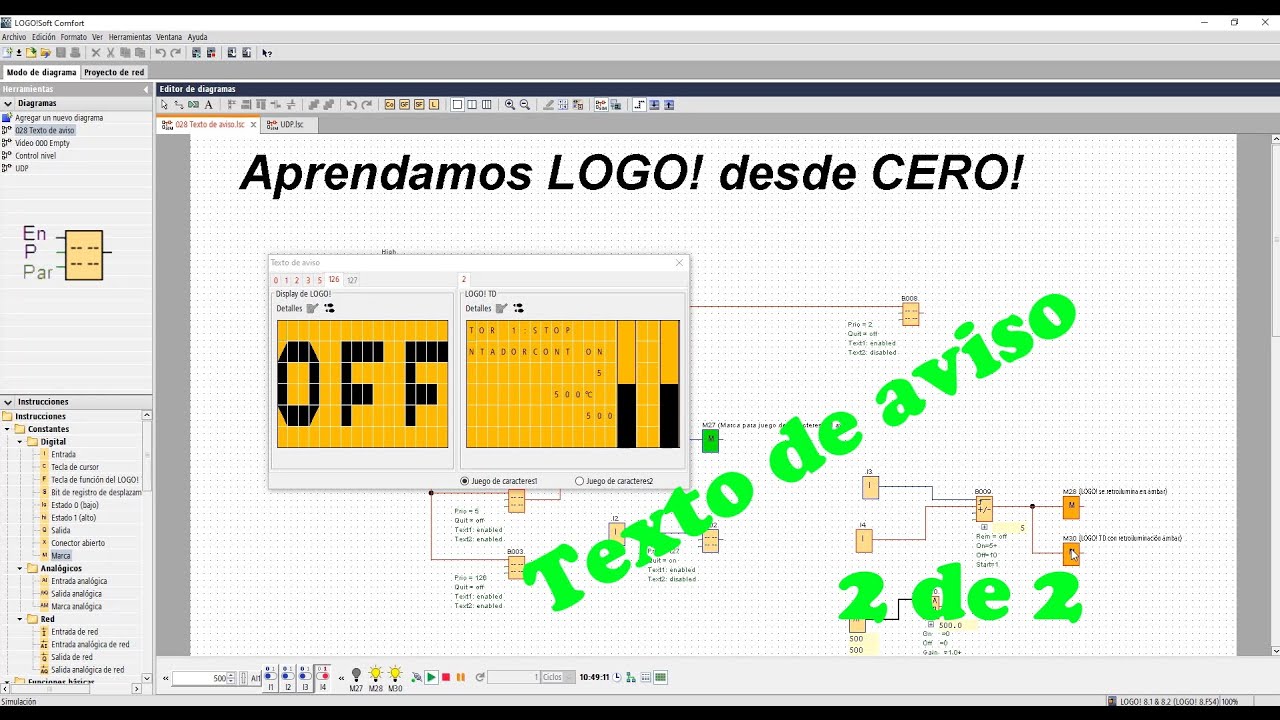 Aprendamos LOGO! desde CERO! 028 Texto de aviso 2 de 2