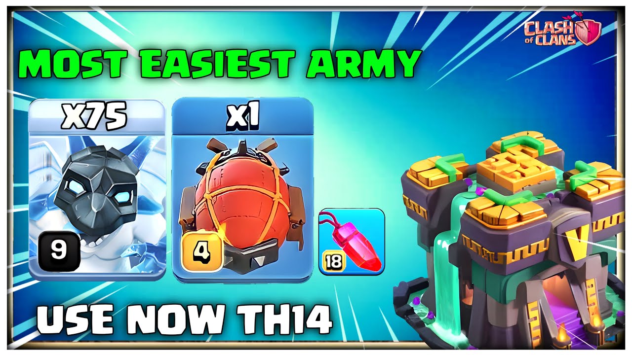 Most EASIEST!! Th14 Ice Minion + Bat Spell Attack Strategy | Clash of Clans