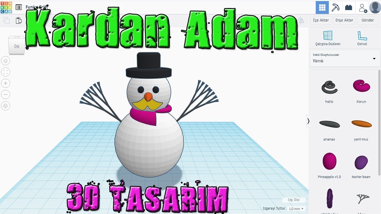 Tinkercad 3D Kardan Adam Tasarımı