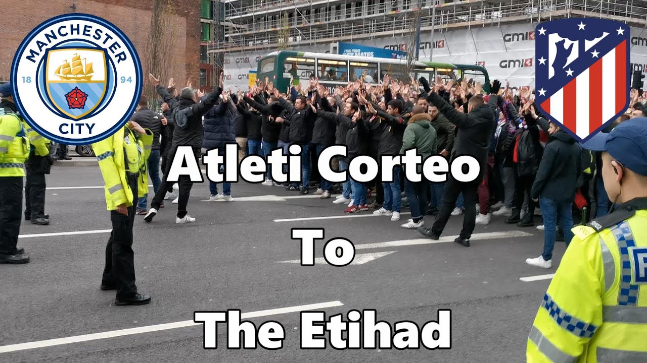 Man City 1 - Atlético Madrid 0 - Atleti Corteo To The Etihad - 05 April 2022