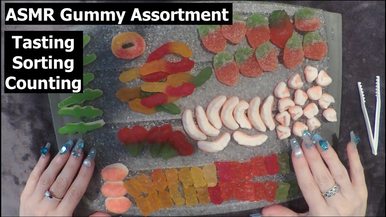 ASMR Tasting Gummy Candy Assortment | Sorting, Counting, Whispered