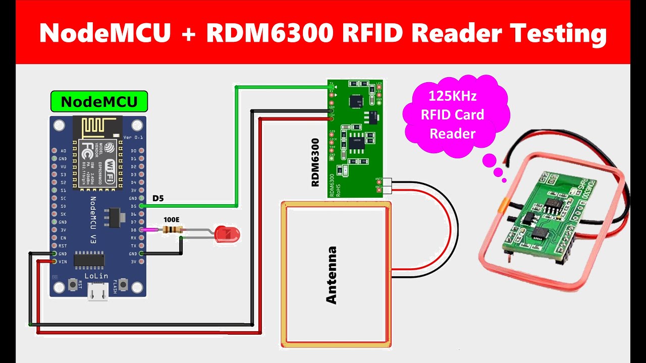 Тестирование RFID-считывателя ESP8266 RDM6300 | UID-идентификатор карты EM4100 125 кГц со светоди...