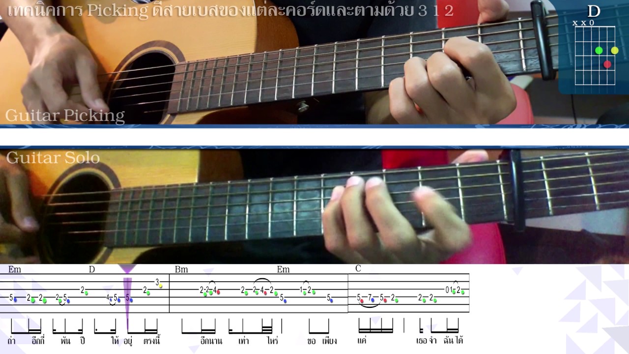 สอนคู่คอง solo melody จากตัวอย่าง อธิบายการเล่น Part 1 พร้อม TAB