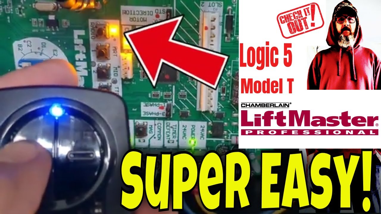 Программирование универсального пульта LiftMaster для коммерческого открывателя Logic 5