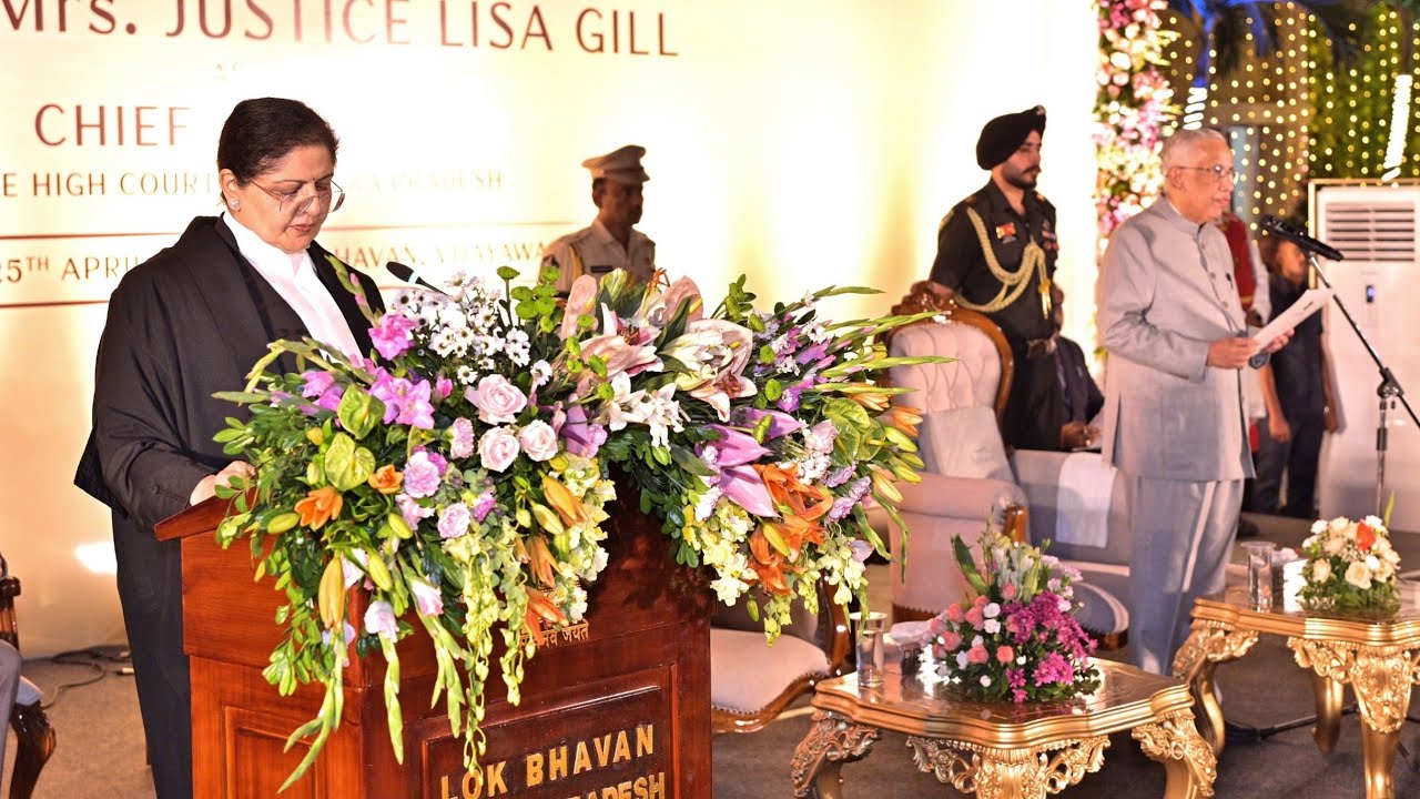 Hon'ble Governor of AP administered oath to Justice Lisa Gill as Chief Justice of the AP High Court.