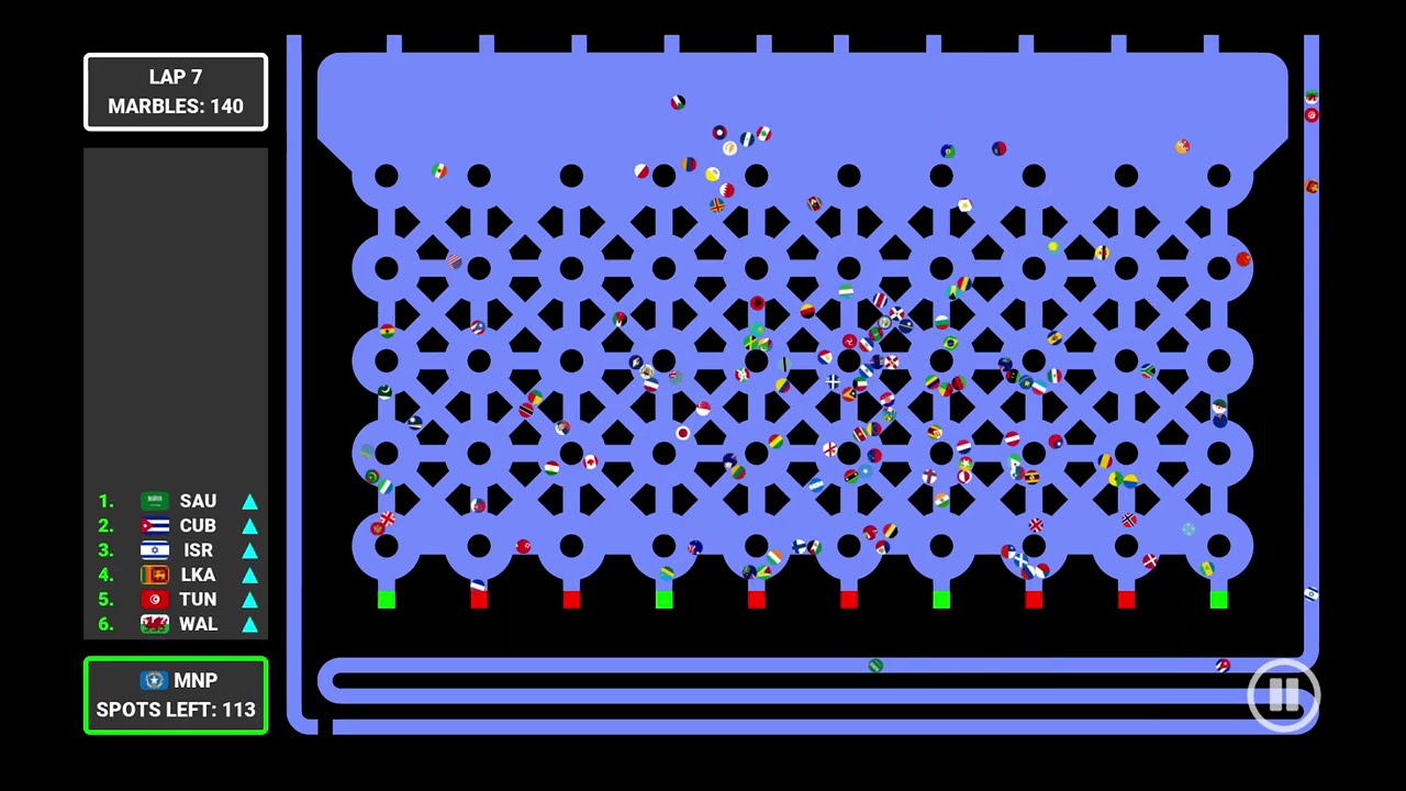 All the countries in the world marble race 1-12 laps (Part 1) (Round 3)