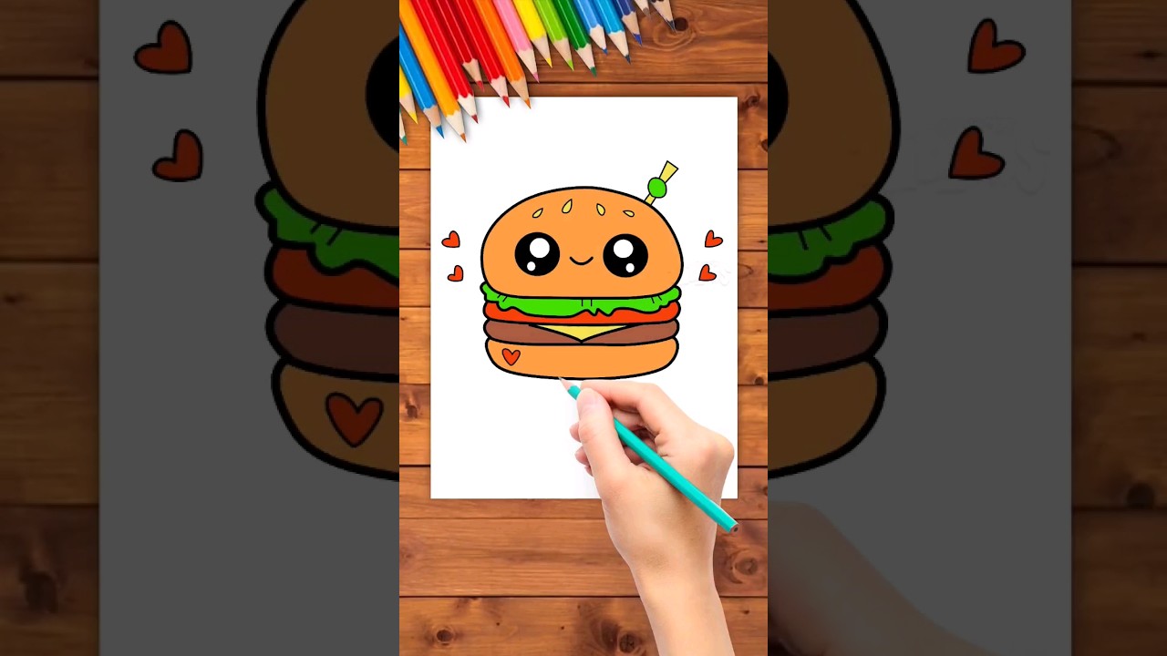 How to Draw a cute Burger Very Easily for kids, Toddlers #easydrawing #simpledrawing #art