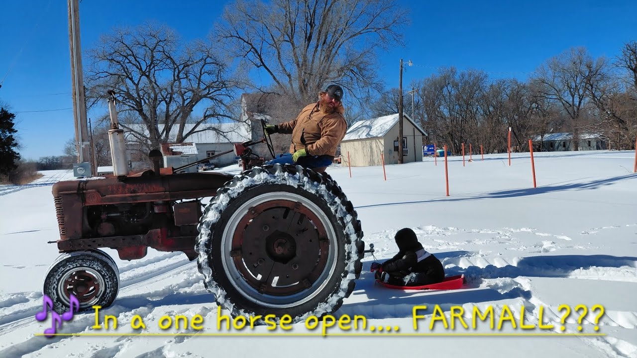 A Sledding snow day with the Farmall H !! ❄️❄️