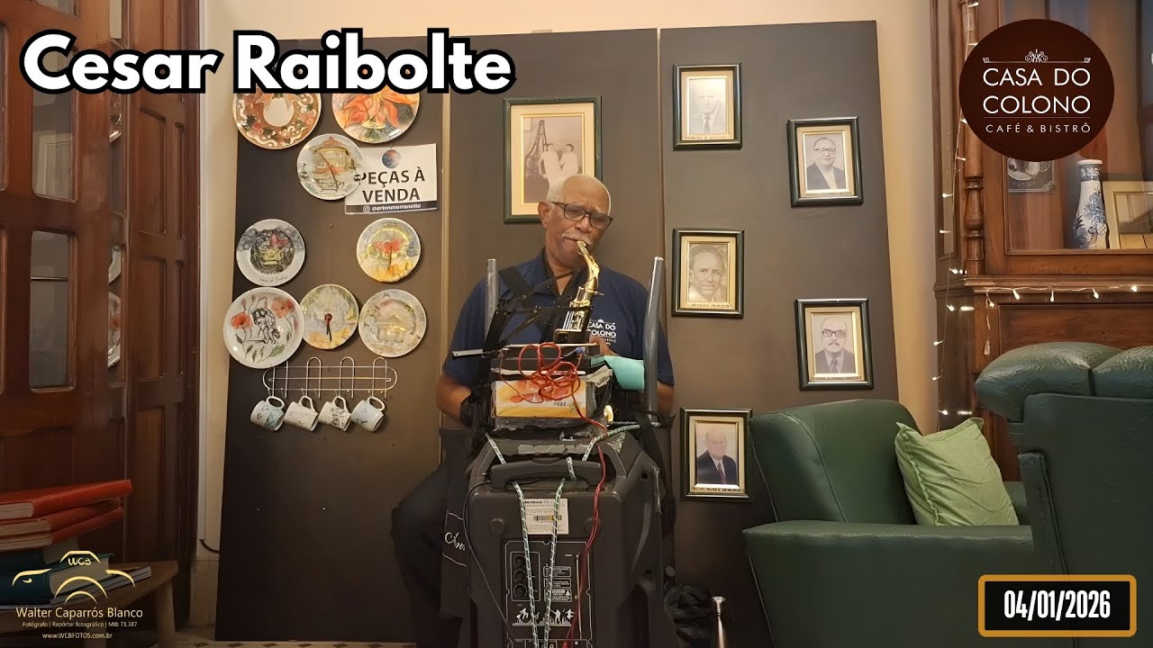 Apresentação do saxofonista Cesar Raibolte na Casa do Colono em Poços de Caldas
