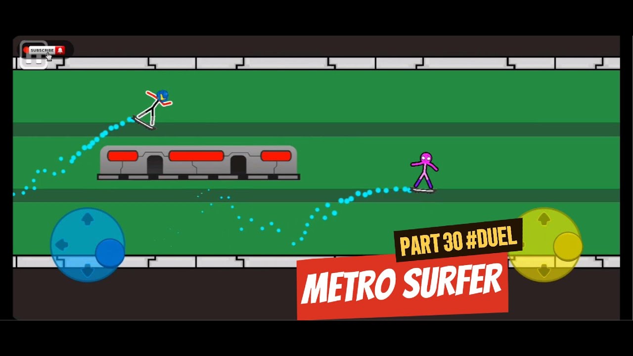 PART 30 DUEL BERSELANCAR DI REL KERETA API 🏂💨🚊METRO SURFER  - GAME #supremedueliststickman