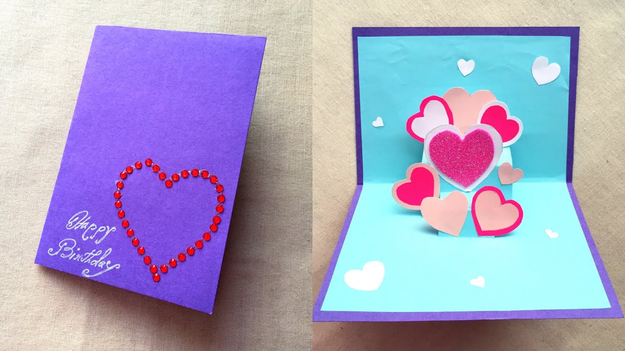 Birthday Card for sister/ DIY/ POP UP BIRTHDAY CARD IDEAS EASY/ Heart cards/ Handmade Greeting card