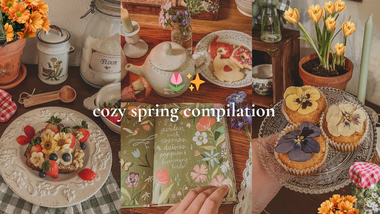 Cozy spring aesthetic 🌷 2 hour compilation | ASMR baking, home decor, books, cute vegan recipes