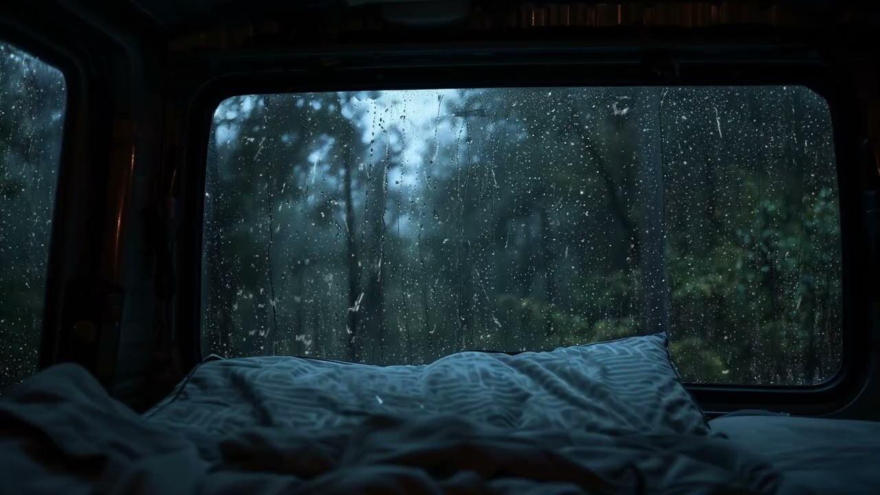 10 Hours 🌧 Rainy Van Night – Deep Sleep with Rain & Thunder Sounds