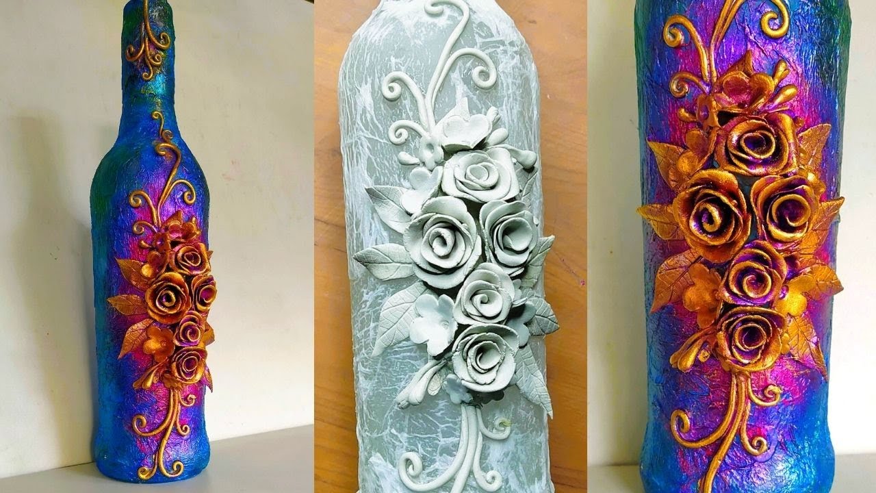 Antique Bottle Art/ Glass Bottle Decorations