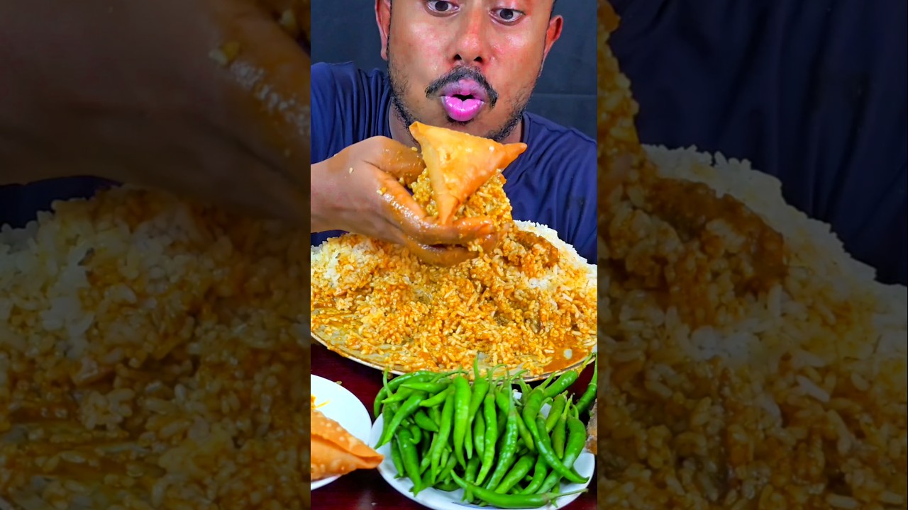 Very Spicy Somosa,Rice Eating #shortvideo #shorts #viralshort #viral #short #food #eating #asmr #eat