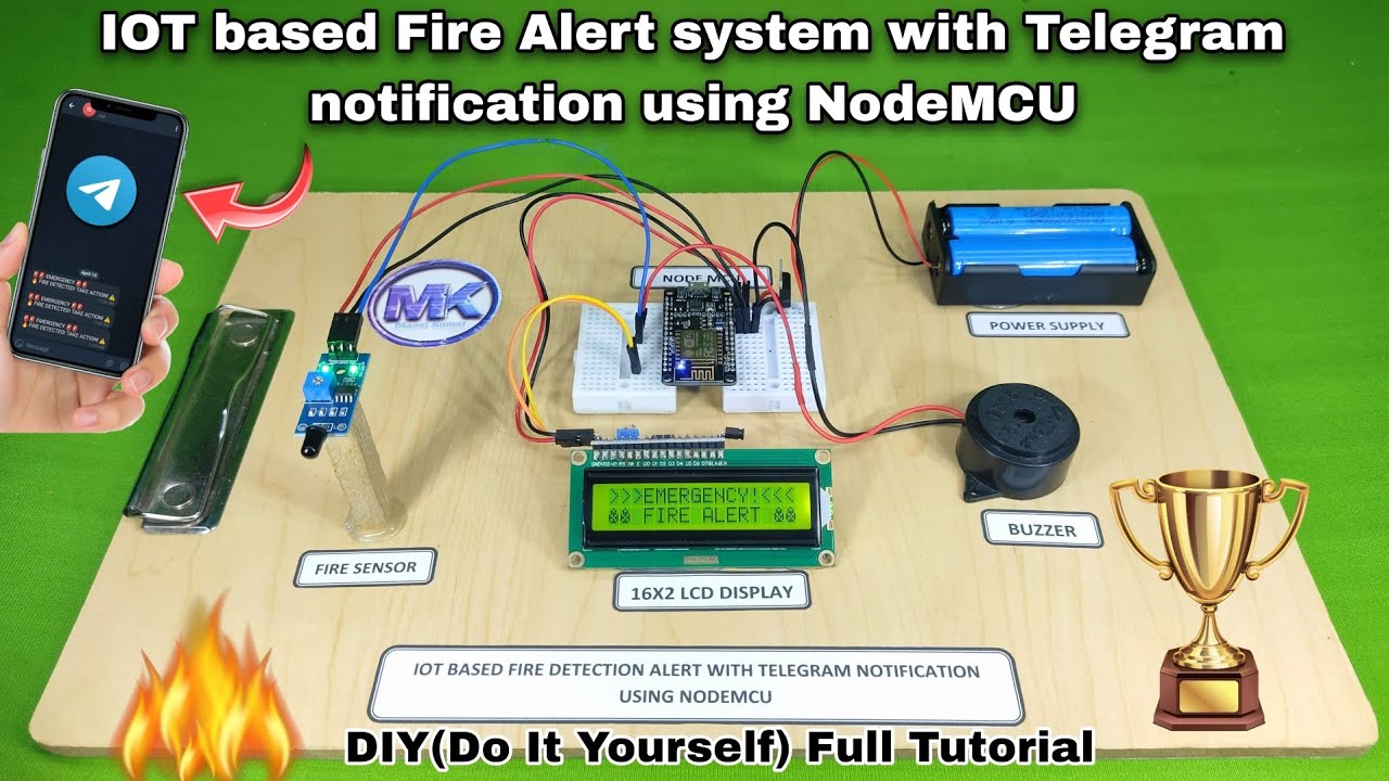 IOT based Fire detection and alert with Telegram notification using NodeMCU | Best mini project
