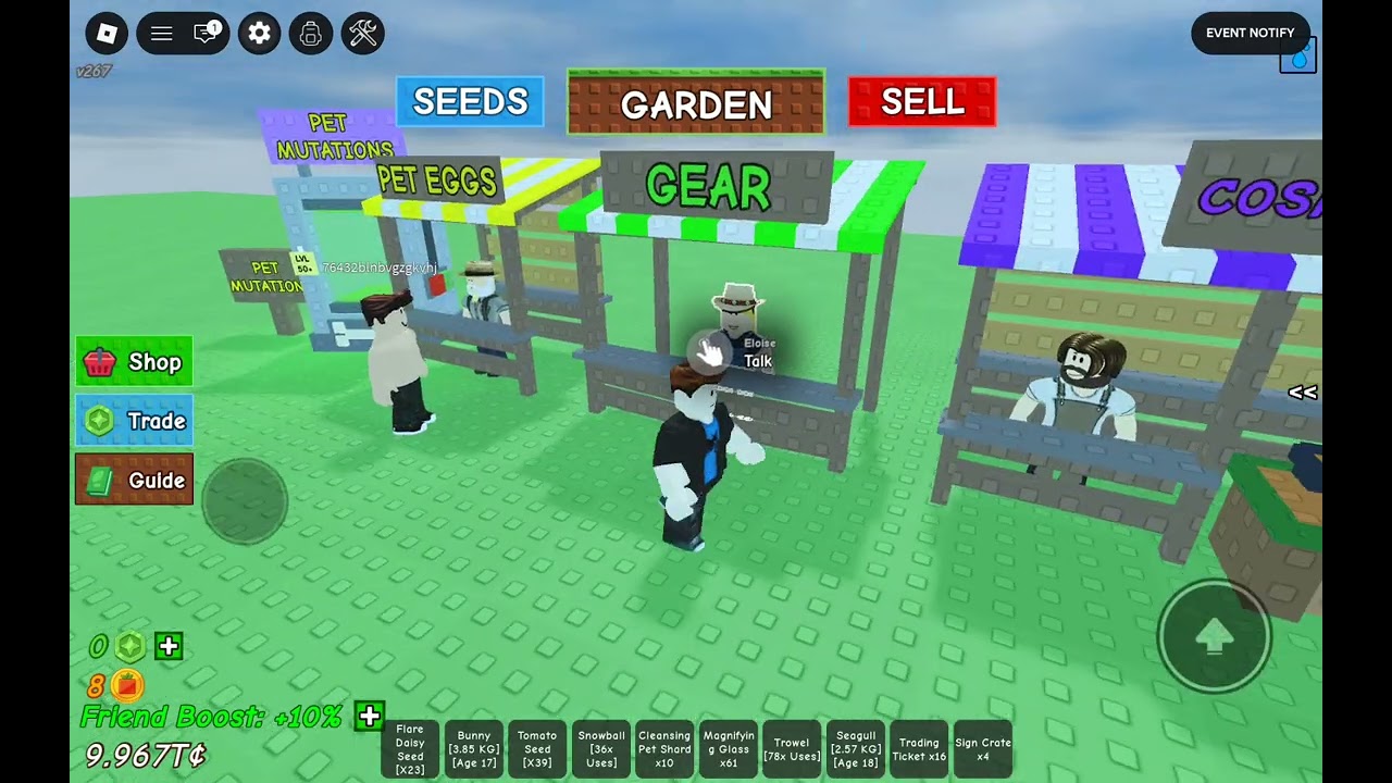 Прокачиваю свою сестру в grow a garden 