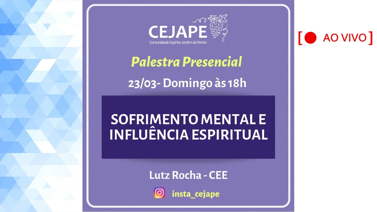 Palestra Esp&iacute;rita | Sofrimento mental e influ&ecirc;ncia espiritual  | Lutz Rocha