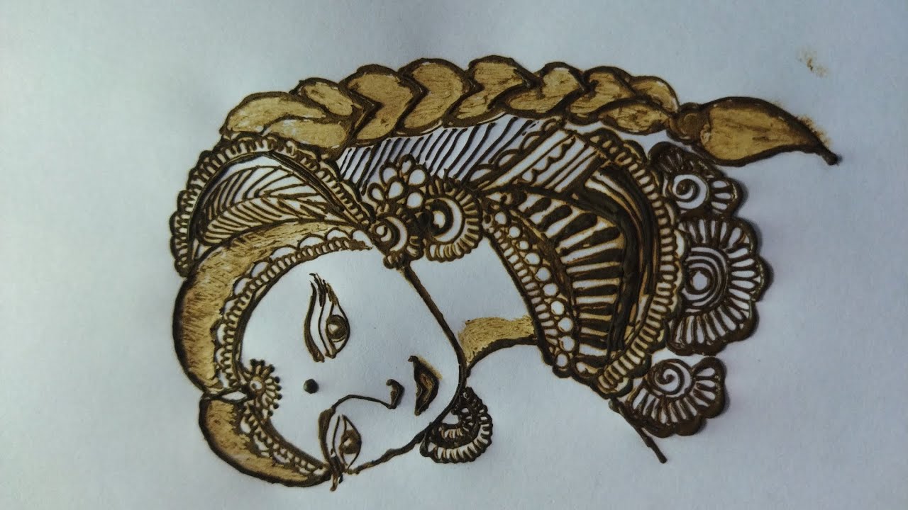 Bridal face portrait mehandi design//simple and sundar sa bridal face design